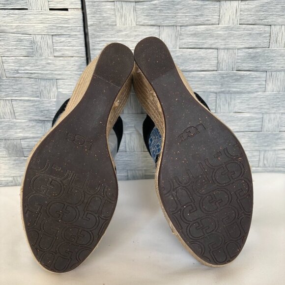 UGG Australia Tawnie Platform Wedge Leather Black Suede sz 9.5 - Picture 8 of 8